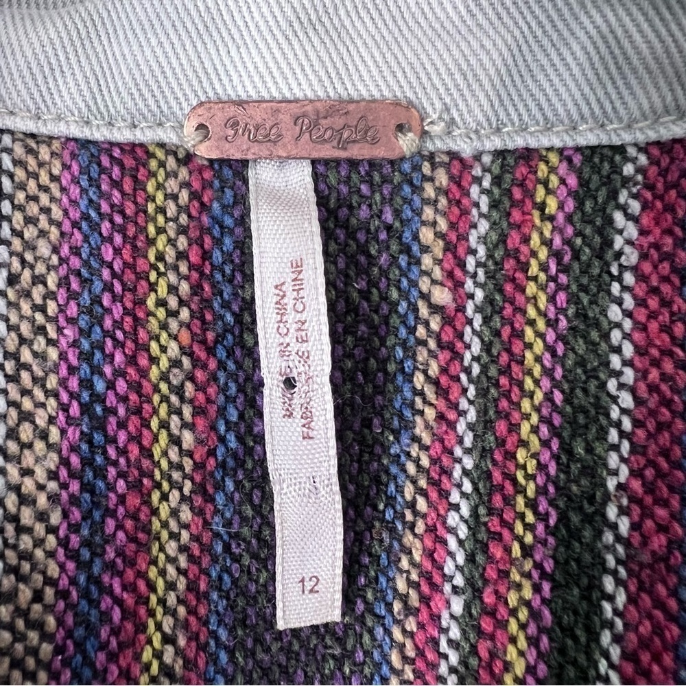 Free People Baja Jacket Distressed Cropped Size 12 Trucker Jacket Southwestern - Picture 10 of 16